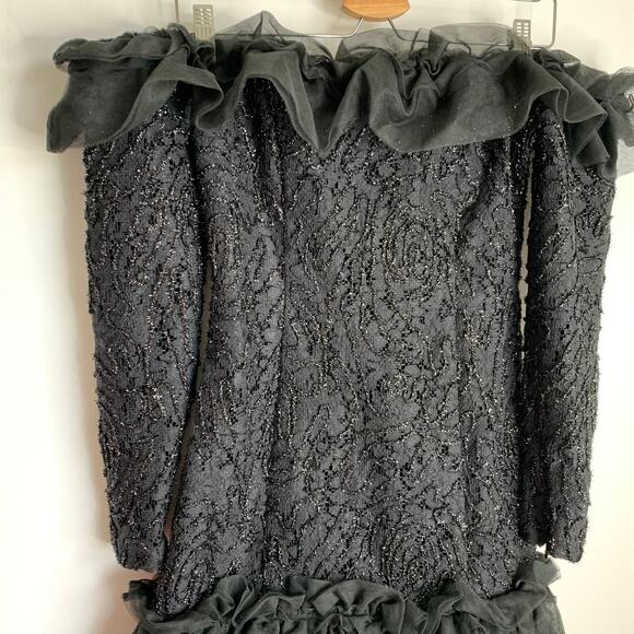 Revolve Camila Coelho Suzette Off Shoulder Mini Dress Black Small - Picture 5 of 16